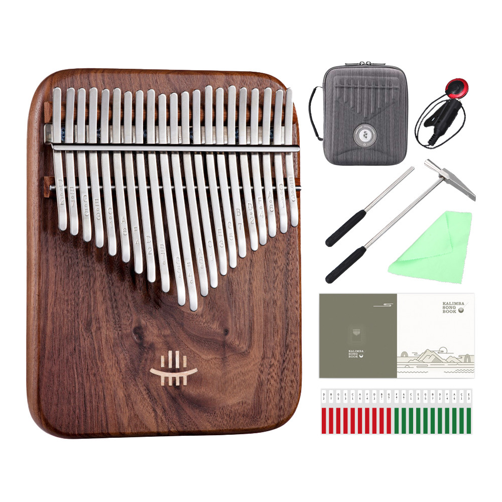 Hluru Professional Kalimba 21 Keys Black Walnut, 17 Keys Kalimba Flatboard ,Thumb Piano Full Solid M
