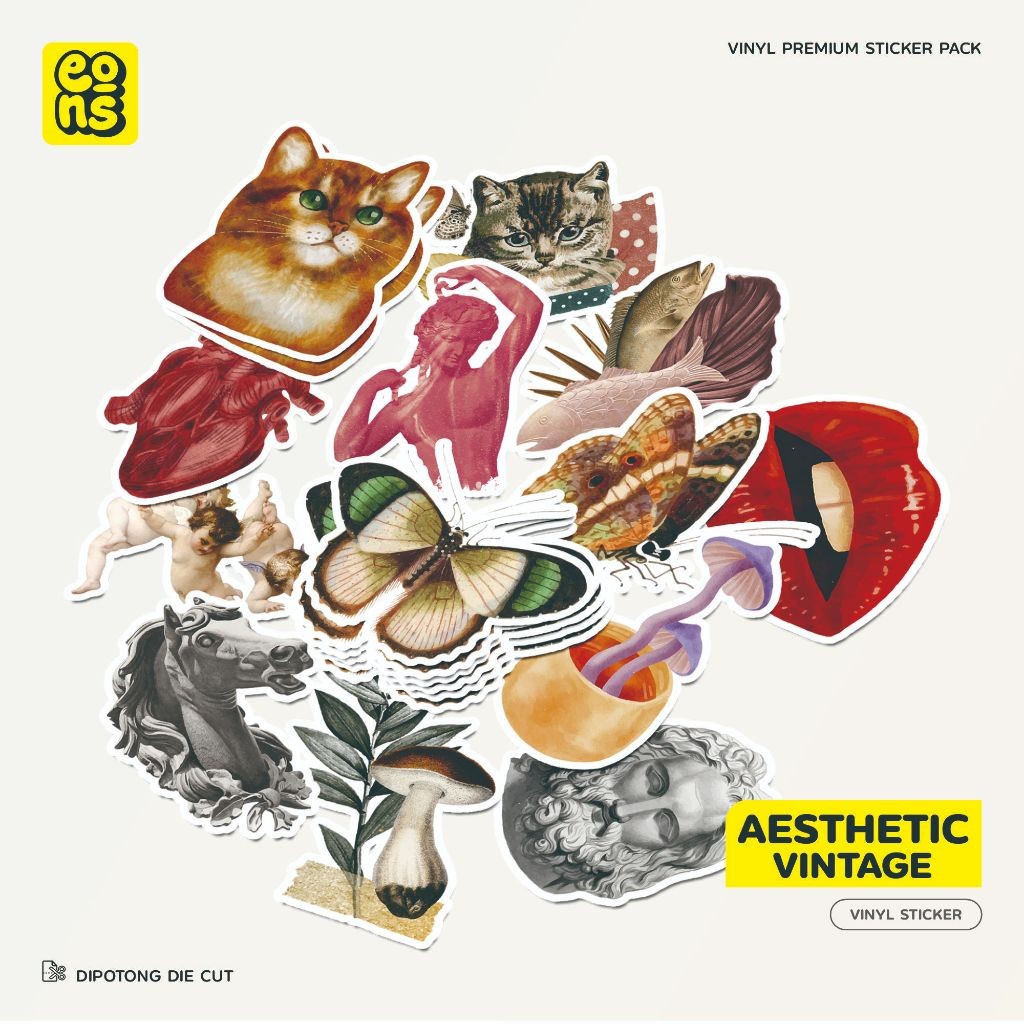 

Sticker Aesthetic Vintage Vinyl Waterproof Doff - Stiker Laptop Printing