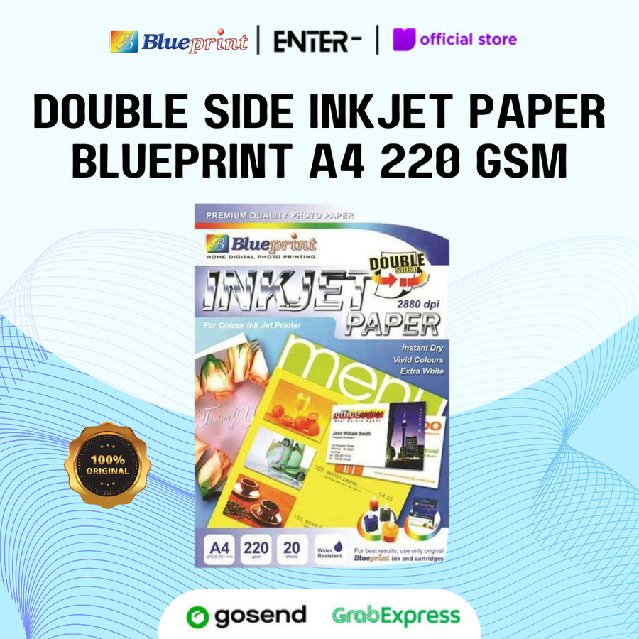 

Kertas Matte , Double Side Inkjet Paper BLUEPRINT A4 220 gsm