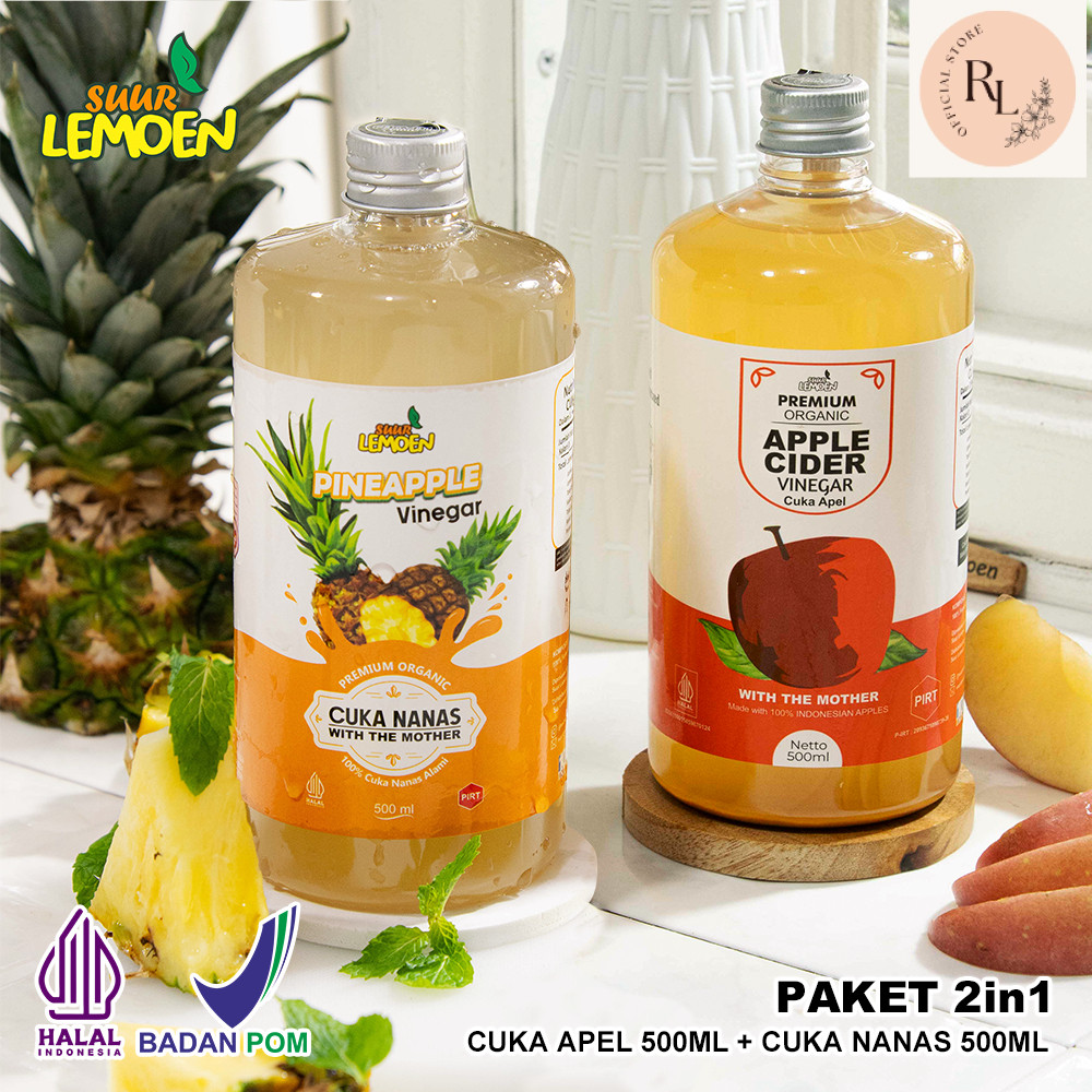 

SUUR LEMOEN - Paket Hemat Cuka Nanas 500ml dan Cuka Apel 500ml - Obat Diabetes Alami