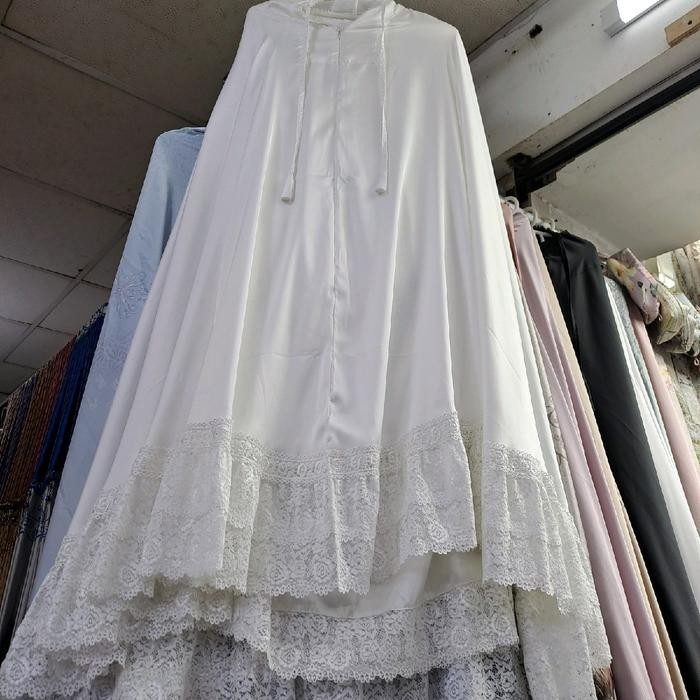 MUKENA JUMBO SILK POLOS RENDA MEWAH RENDA CANTIK RAMPLE 2IN1 RESLETING DAGU Mukenah Renda Bawahan Le