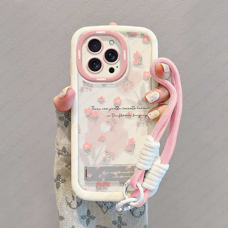 Bunga-bunga kecil berwarna pink case VIVO Beruang kartun Casing ponsel cocok untukS17/S17 PRO/V29/Y1