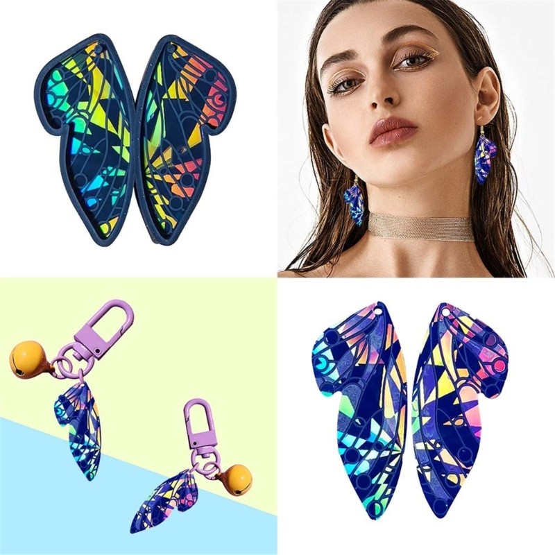 

Holographic Butterfly Wing Silicone Molds Earring Necklace Key Kchain Pendant Epoxy Resin Moulds DIY Jewelry Making Tools