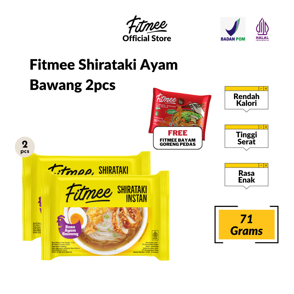 

Fitmee Shirataki Ayam Bawang 71 Gr 2 Pcs FREE 1 Pcs Fitmee Bayam Goreng Pedas 65 Gr