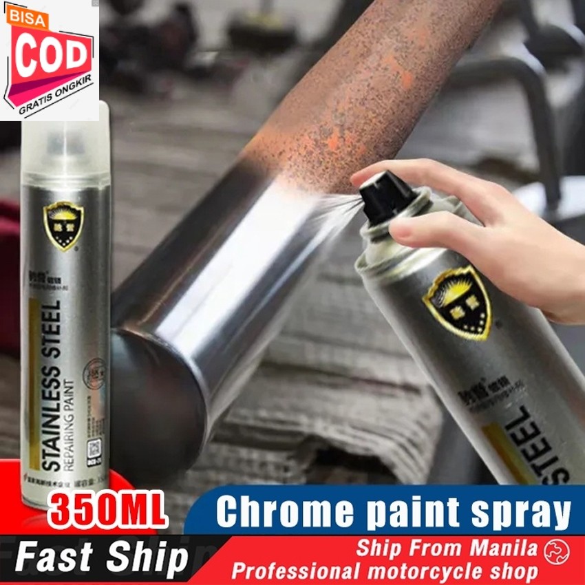 【350 ML】Cat Semprot Chrome Sapporo Chrome Spray Paint Anti Karat Warna Stainless Automotive Metallic