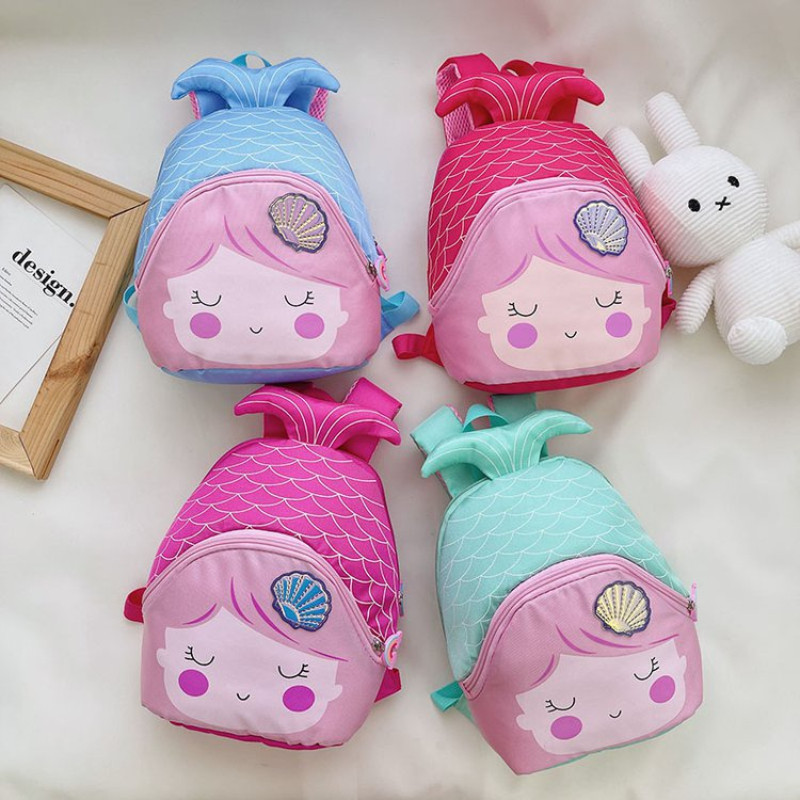 Tas Punggung Anak-anak Tas Taman Kartun Duyung Lucu Nylon Yang Putri