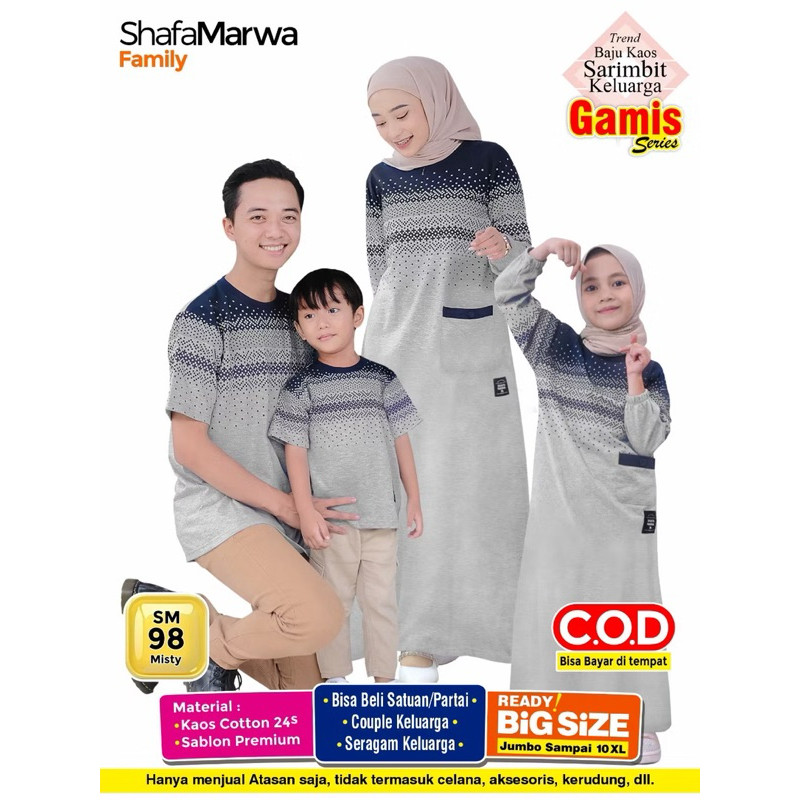 GAMIS Kaos Couple Sarimbit Keluarga Shafamarwa Art 98 MISTY