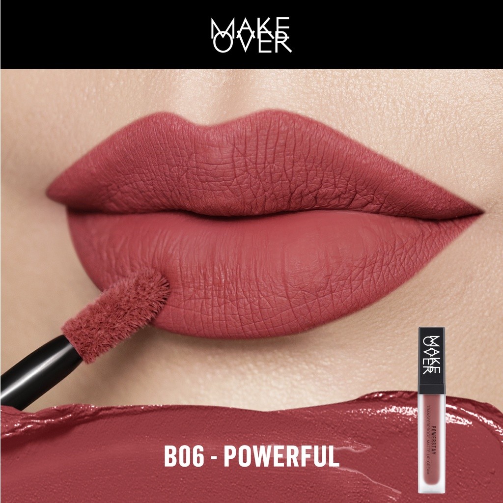[Gift Not For Sale] MAKE OVER Powerstay Transferproof Matte Lip Cream B06 Powerful 7 g (KEMASAN LAMA