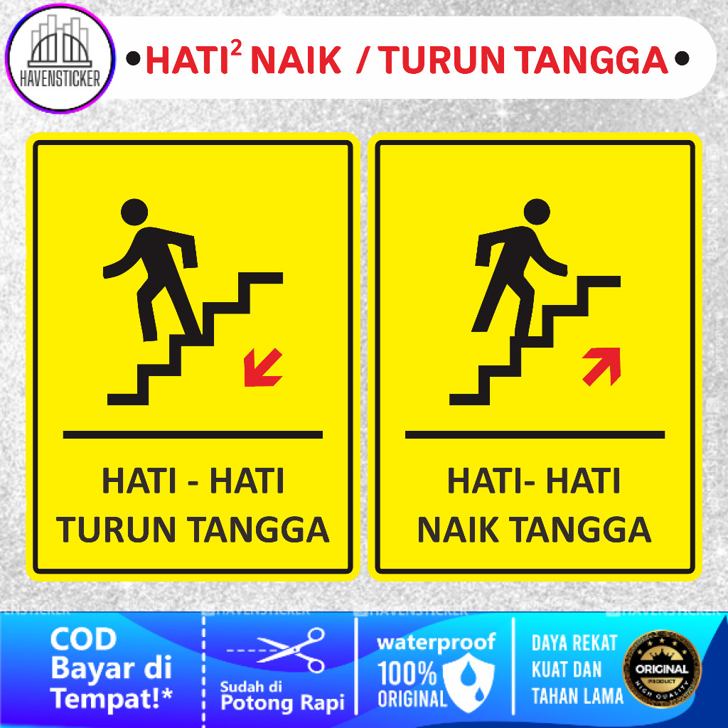 

Stiker Hati - Hati Naik / Turun Tangga Laminasi Kilat