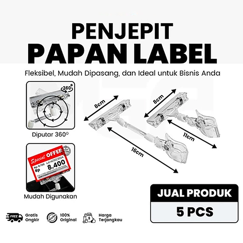 

5PCS jepitan promo Penjepit Label Papan Tag Hanger Transparan 11cm
