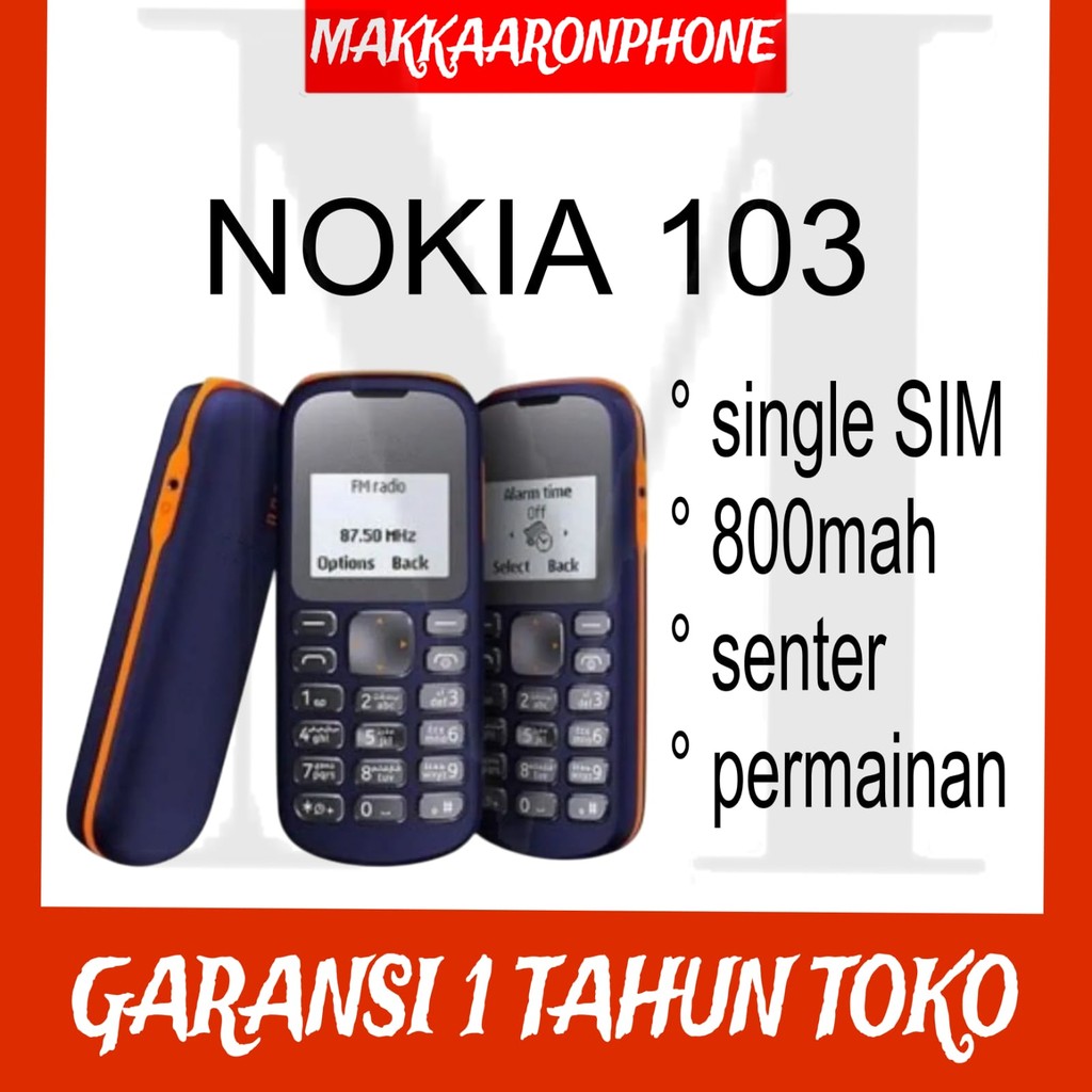 HP NOKIA 103 (BARU) [GARANSI 1 TAHUN] - HP Jadul Senter Klasik Murah | Single SIM - MURAH