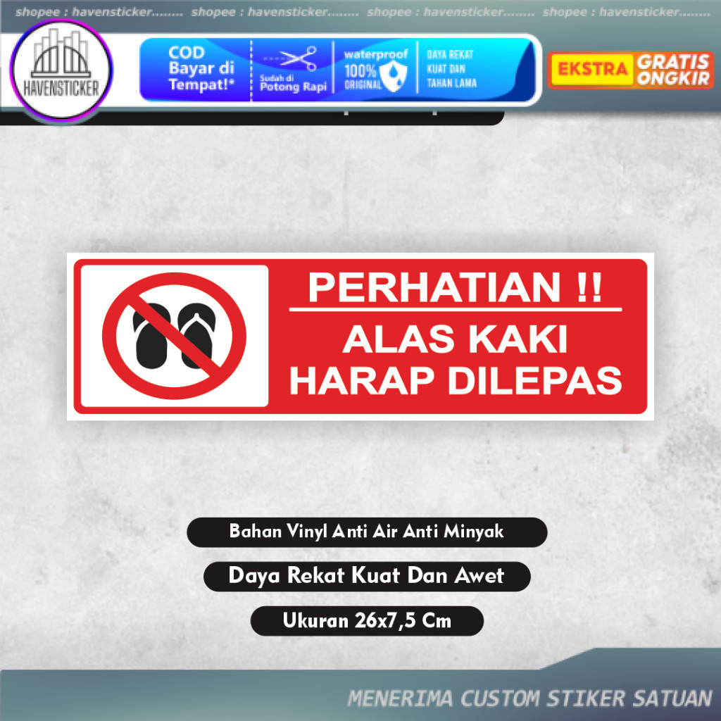 

Sticker alas kaki harap dilepas - Stiker alas kaki harap dilepas - Stiker alas kaki - Sticker Batas Suci - Stiker Mesjid - Stiker Mushola