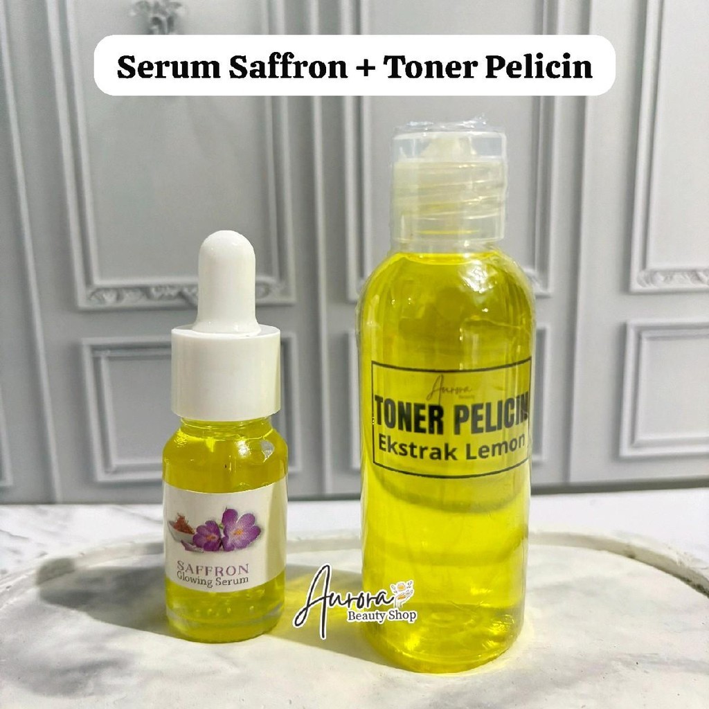 Toner Pelicin Lemon + Serum Glowing Saffron Mencerahkan Wajah