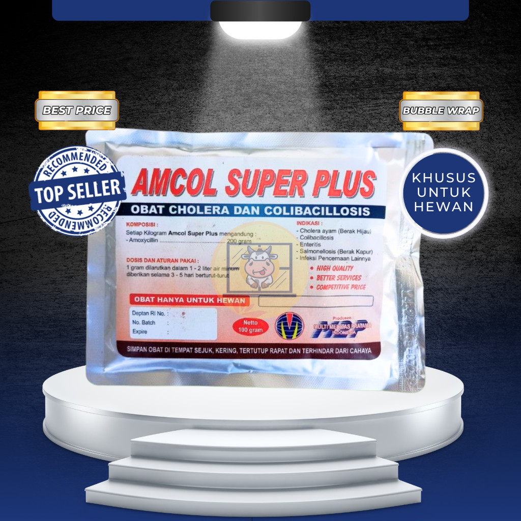 AMCOL SUPER PLUS 100 GRAM M2P - Mencegah Pilek Ngorok Snot Colibacillosis Unggas Pulorum Korisa