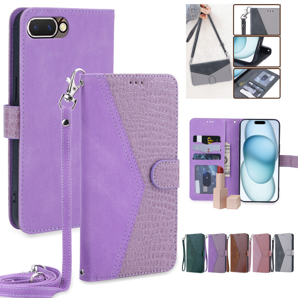 Tali Lanyard Casing For OPPO A3S/Realme C1 Leather Case OPPO A5 2018/OPPO AX5 Casing dompet Flip Mot