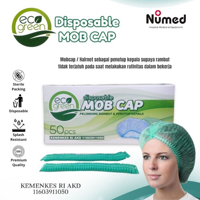 Disposable Mob Cap Pelindug dan Penutup Kepala Nurse Cup | Eco Green