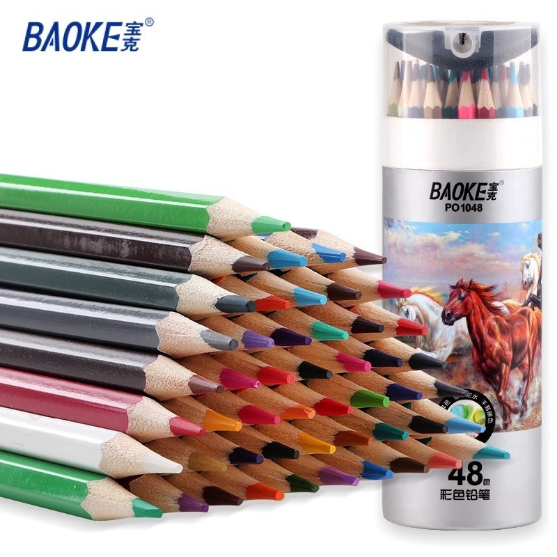 

BAOKE Pensil Seni Warna Pensil dengan Rautan 12/24/36/48 Warna