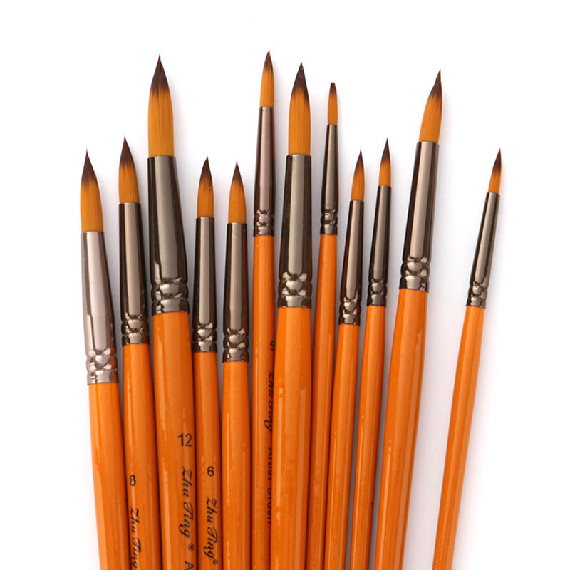 

12Pcs/Set Hook Line Pen Wooden Nylon Acrylic Artist Paint Brushes for Acrylic Watercolor Oil Painting Supplies Art Craft Kit