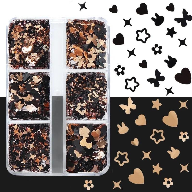 

Vintage Flower Resin Sequins Glitter For Epoxy Resin Filling Butterfly Black Gold paillette moldes resina epoxi complementos kit