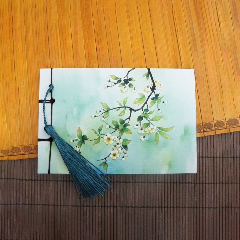 

1PC Notebook Portable Retro Chinese Style With Tassel Artistic conception olandscape painting gift for friend