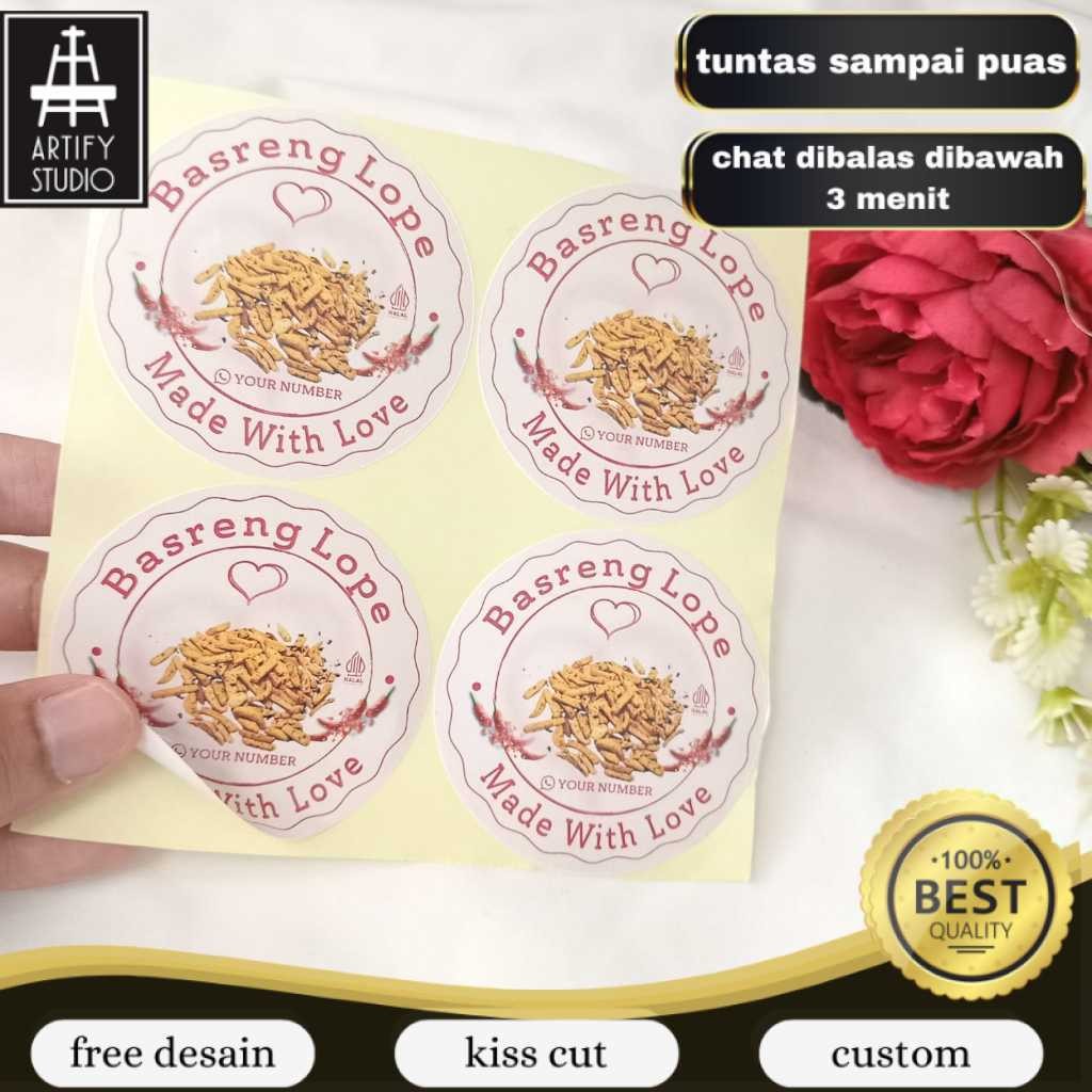 

Artify Sticker Print Label Makanan Cemilan Basreng Bentuk Bulat Free Desain Stiker Custom Nama