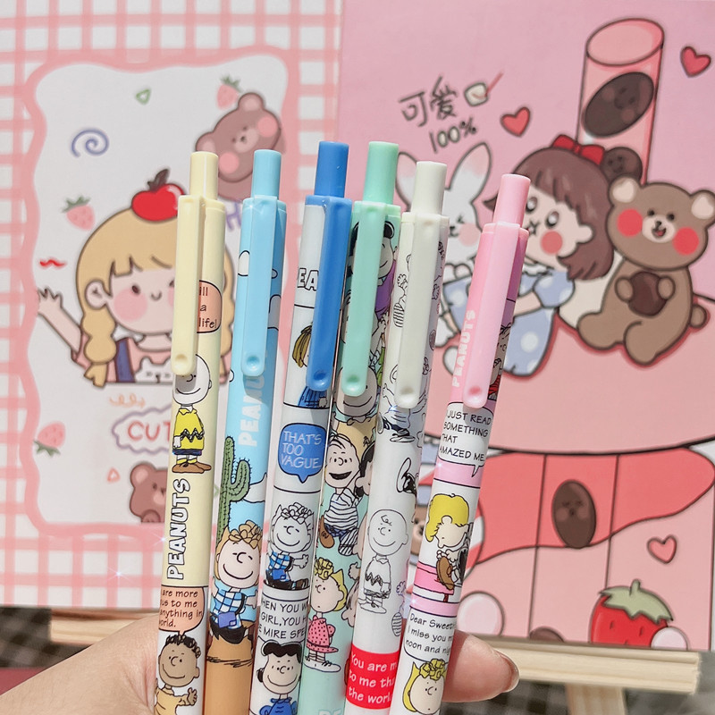 

New Cartoon Anime Charlie Press Creative Snoopy Dog Press Black Neutral Pen Student Stationery Office Signature Pen