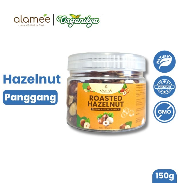 

ALAMEE Kacang Hazelnut Panggang Hazelnut Roasted Cemilan Sehat Rendah Kalori Kacang Kemiri 150gr organikya