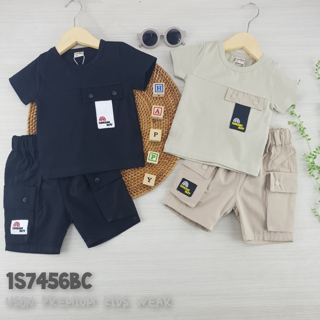baju setelan celana kargo pendek anak lakilaki / uson sco375