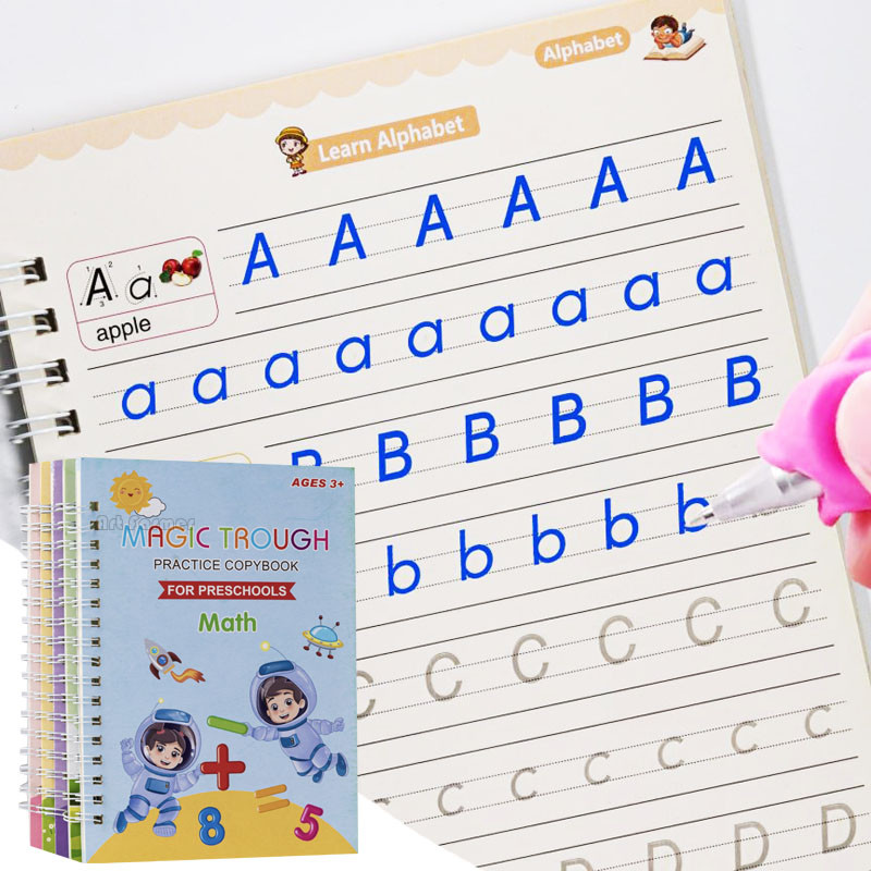 

New Reusable Learning Math English 3D Calligraphy Book Drawing Copybook Numbers Education for Kids Letter Practice Toy Gifts