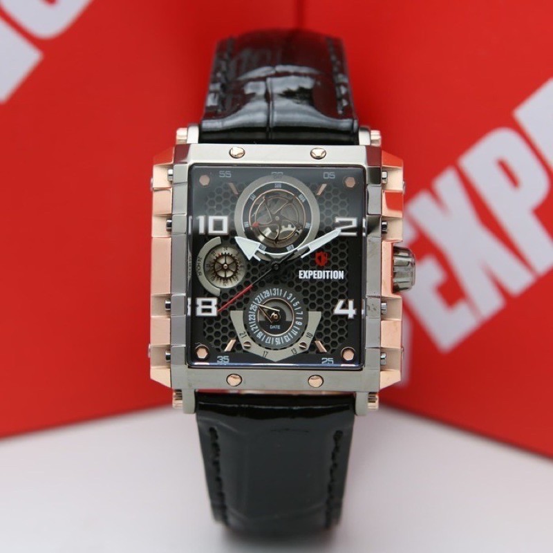 JAM TANGAN WANITA EXPEDITION E6757 leather red original