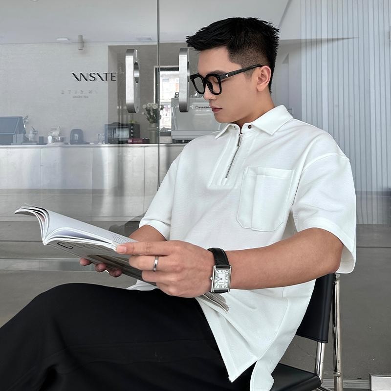 Kaos Polos Putih Oversize Polo Lengan Pendek Pria