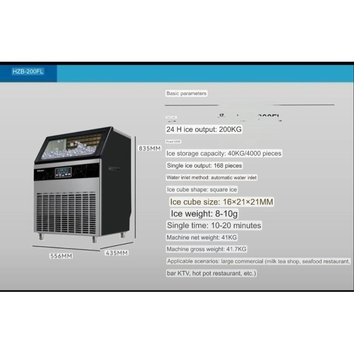 promo spesial HICON mesin es batu kristal 200KG / 24JAM kapasitas besar HZB 300/jam - 200KG