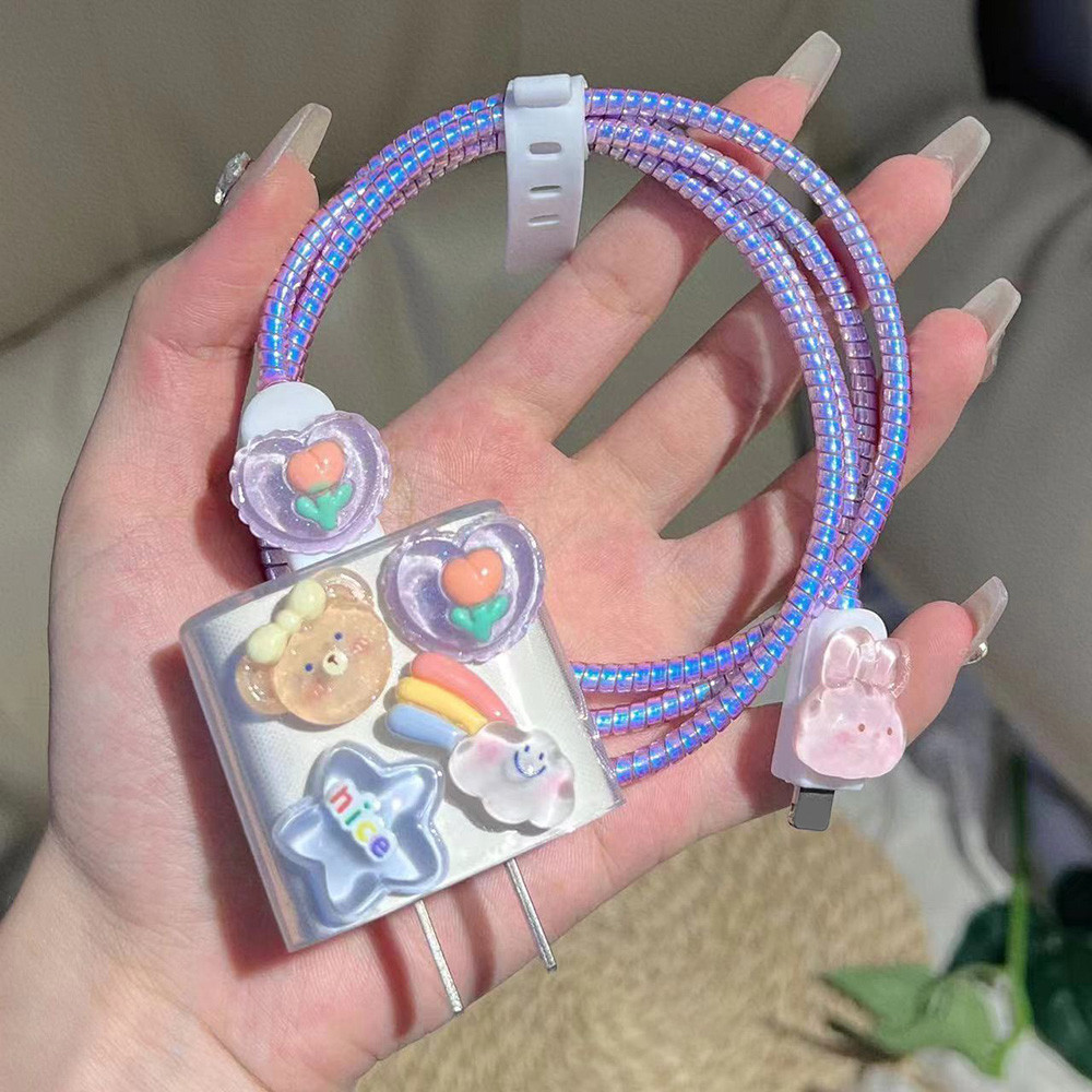 5 IN 1 IPhone Charger Pelindung Kabel Roll Pelindung Charger Ponsel Charger Pelindung Headphone 18w 