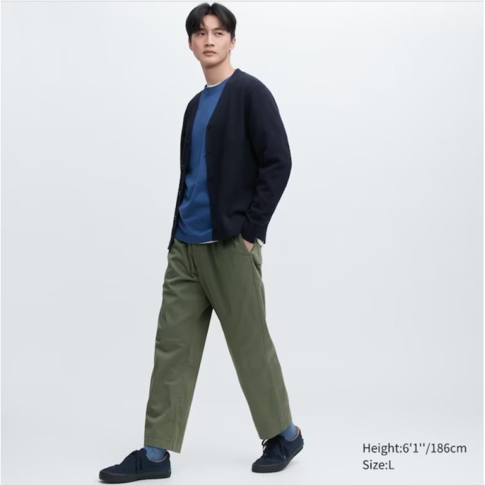 UNIQLO Cotton Relax Ankle Pants - Green - XL