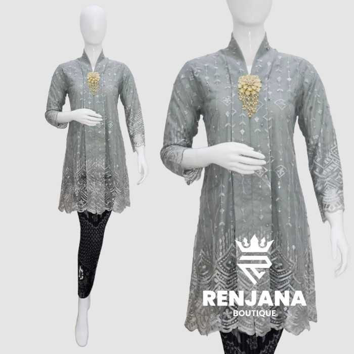wnur3383_store~Bongkar Gudang kebaya kartini tile payet modern setelan - silver, M