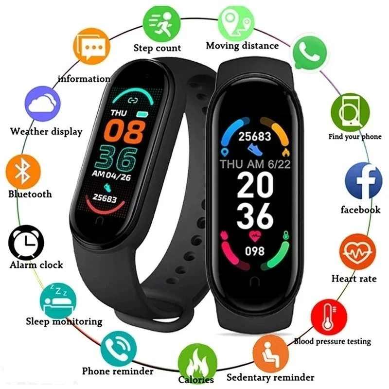 New M6 Smart Watch Men Women Fitness Sports Smart Band Fitpro Version Bluetooth Music Heart Rate Tak