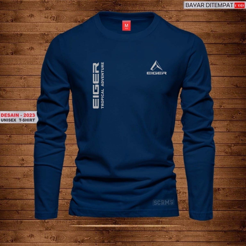 BARU .... Kaos Polos Distro Lengan panjang / Tshirt Distro Logo Etv Kr Kanan Terkini Text Silver/ Ba