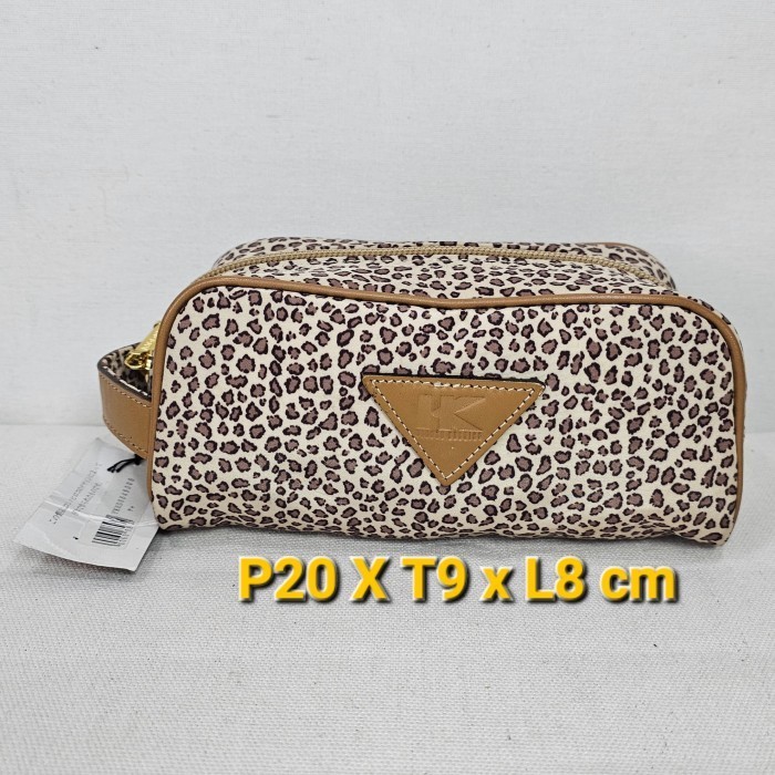 Hiroko Koshino authentic japan pouch wallet kosmetik tas kosmetik mini motif leopard limited rare ny