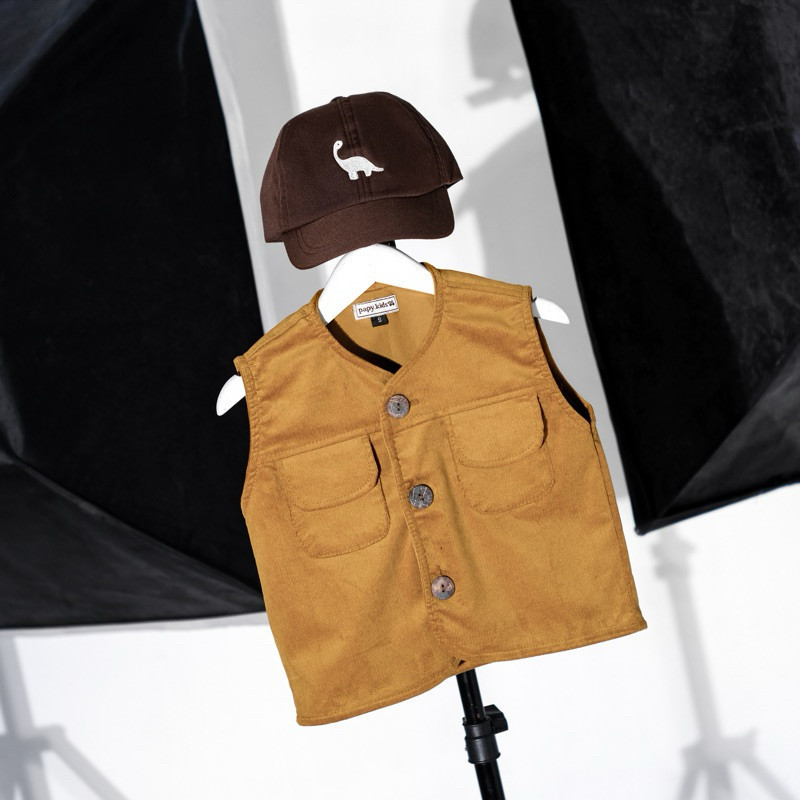 Rompi vest Klasik Corduroy Anak FREE Topi