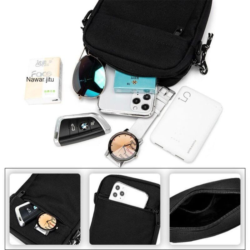 Tas selempang pria wanita kasual polos -Hitam