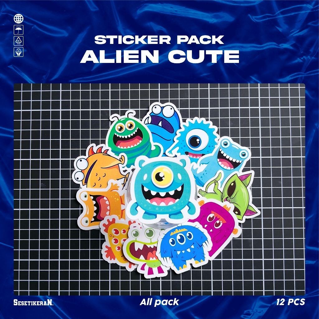

COD✨ Sesetikeran Stiker Pack Kartun Alien Cute Lucu Keren Untuk Koper Laptop Skateboard