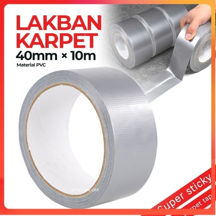

Lakban Karpet Super Sticky Cloth Floor Duct Tape 10M 40 mm - - Silver