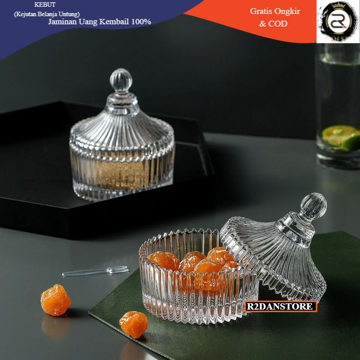 Toples esteti Termurah Crystal Jar Candy Souvenir Canister Bowl / Carnival Karnival Jar / Toples Kac