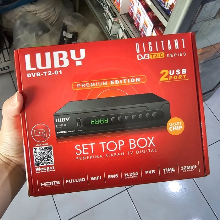 LUBY Set Top Box Penerima Siaran TV Digital STB DVB T2 01 HD Merah