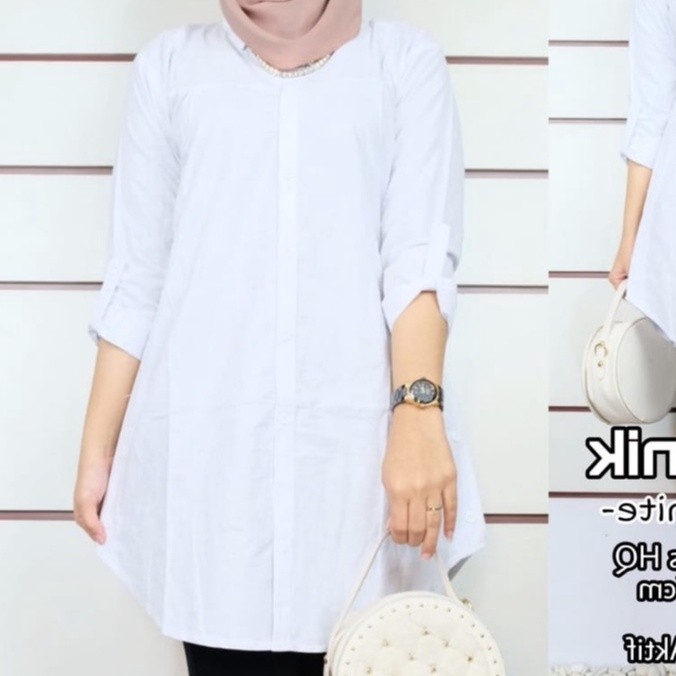TUNIK POLOS PUTIH ELNA TUNIC TUNIK JUMBO LD 120 BEST SELLER GROSIR BTC SOLO STOK READY BY IZZAH/ GAM