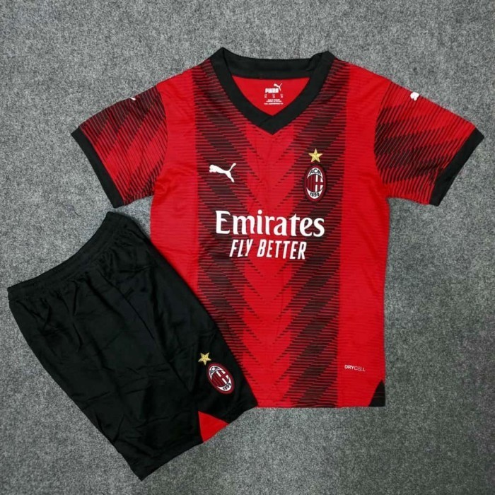 Terlaris ✨ -Setelan Bola Anak AC Milan / Setelan Anak AC Milan / Kids Jersey ACM - Home 23/24, 26