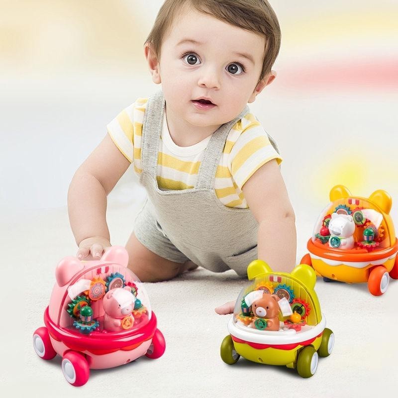 6 Satu Bulan Puzzle/Gigi Beruang Anak Mainan Mobil/Bayi 1-3 Tahun Prajurit Inersia Mobil/Laki-laki d