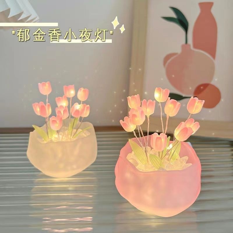 Lampu Malam Kecil Tulip Hadiah Hari Ibu Baru/DIY Buatan Tangan Hadiah Tampak Bagus Pacar Perempuan U