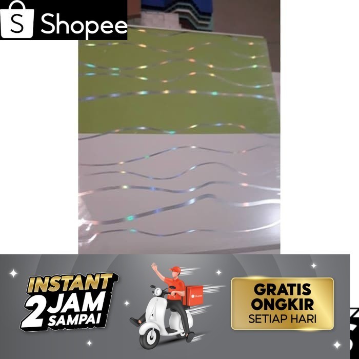 Plafon Pvc Hijau Putih Garis Glossy
