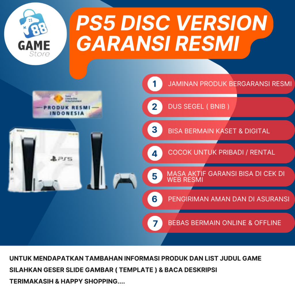 PS5 DISC VERSION / PLAYSTATION 5 DISC VERSION ( GARANSI RESMI SONY INDONESIA )